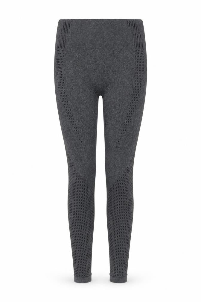 Front view of Dunnes Women's Grey Seamless Performance Leggings, size M