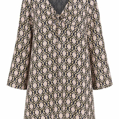 MNG Women’s Multicoloured Shift Dress Size 12 V-Neck 3/4 Sleeve