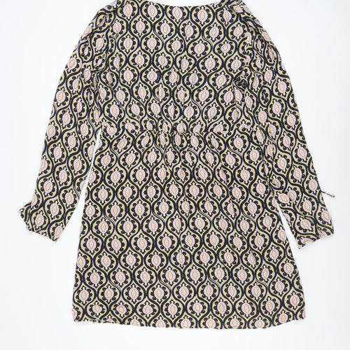 MNG Women’s Multicoloured Shift Dress Size 12 V-Neck 3/4 Sleeve