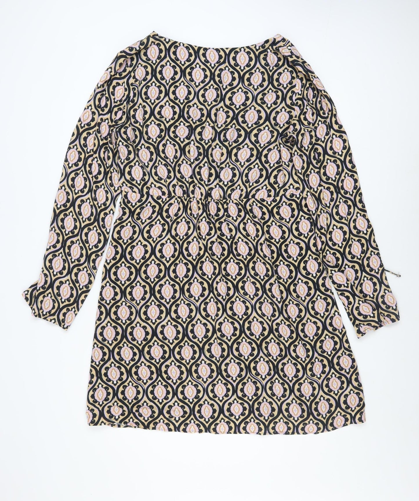 MNG Women’s Multicoloured Shift Dress Size 12 V-Neck 3/4 Sleeve