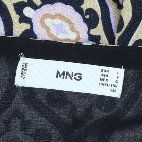 MNG Women’s Multicoloured Shift Dress Size 12 V-Neck 3/4 Sleeve