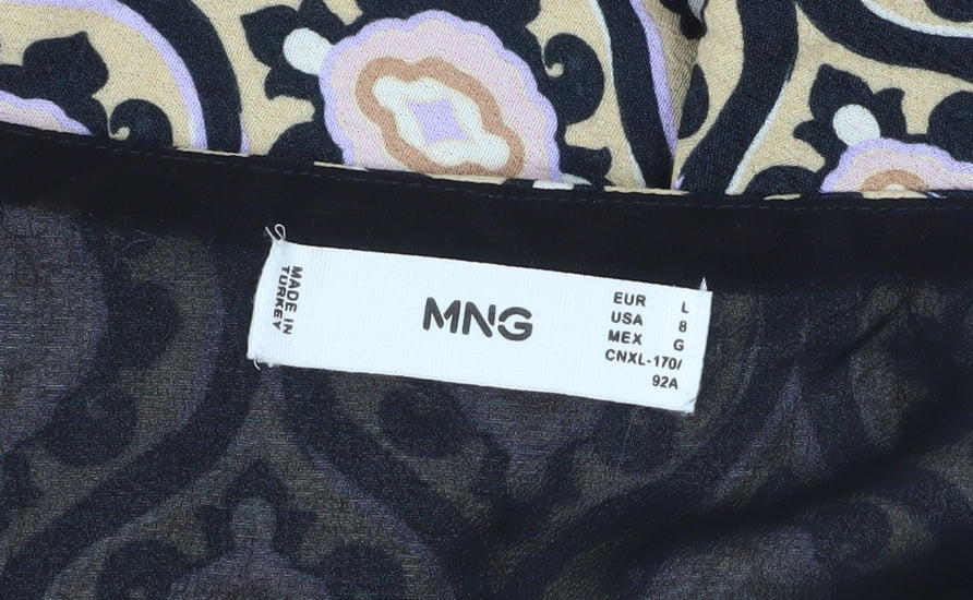 MNG Women’s Multicoloured Shift Dress Size 12 V-Neck 3/4 Sleeve