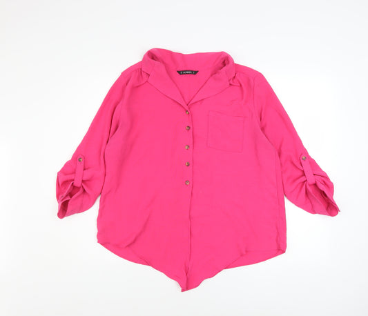 Dunnes Stores Women’s Pink Collared Button-Up Tunic Shirt Size 14