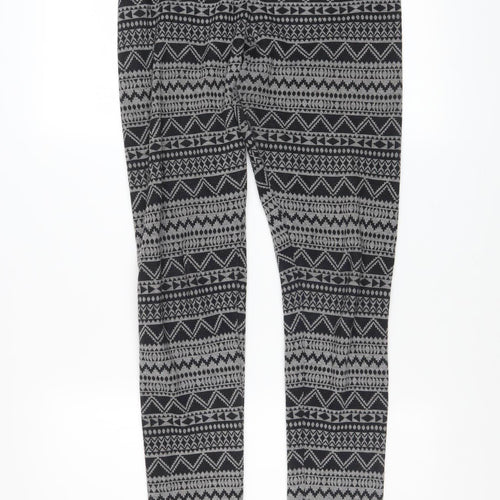 Garage Womens Black Grey Geometric Mid Rise Ankle Leggings M
