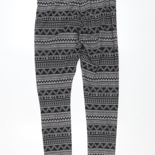 Garage Womens Black Grey Geometric Mid Rise Ankle Leggings M