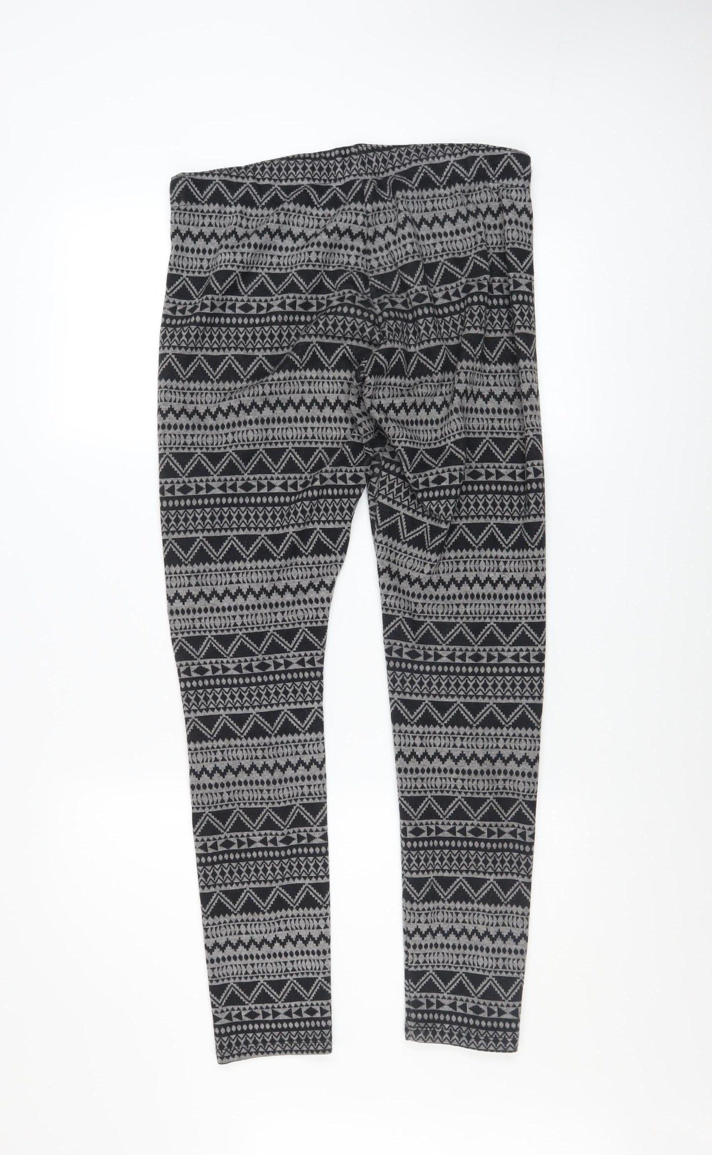 Garage Womens Black Grey Geometric Mid Rise Ankle Leggings M