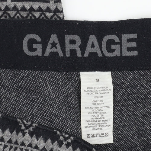 Garage Womens Black Grey Geometric Mid Rise Ankle Leggings M