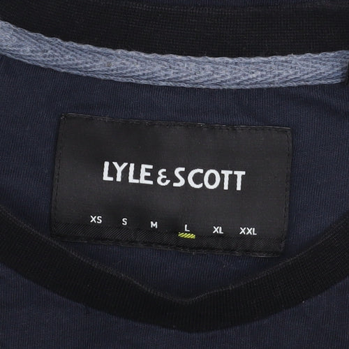 Lyle & Scott Men's Navy Crew Neck Short Sleeve T-Shirt Size L Cotton