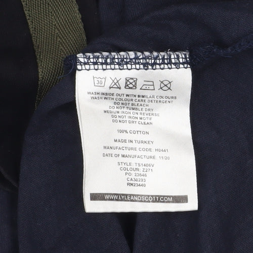 Lyle & Scott Men's Navy Crew Neck Short Sleeve T-Shirt Size L Cotton