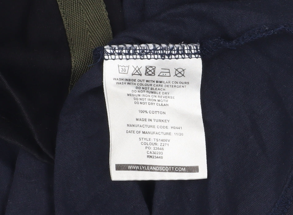 Lyle & Scott Men's Navy Crew Neck Short Sleeve T-Shirt Size L Cotton