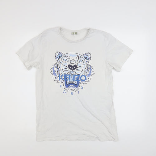 Kenzo Boys White Tiger Logo Graphic Cotton T-Shirt 15-16 Years