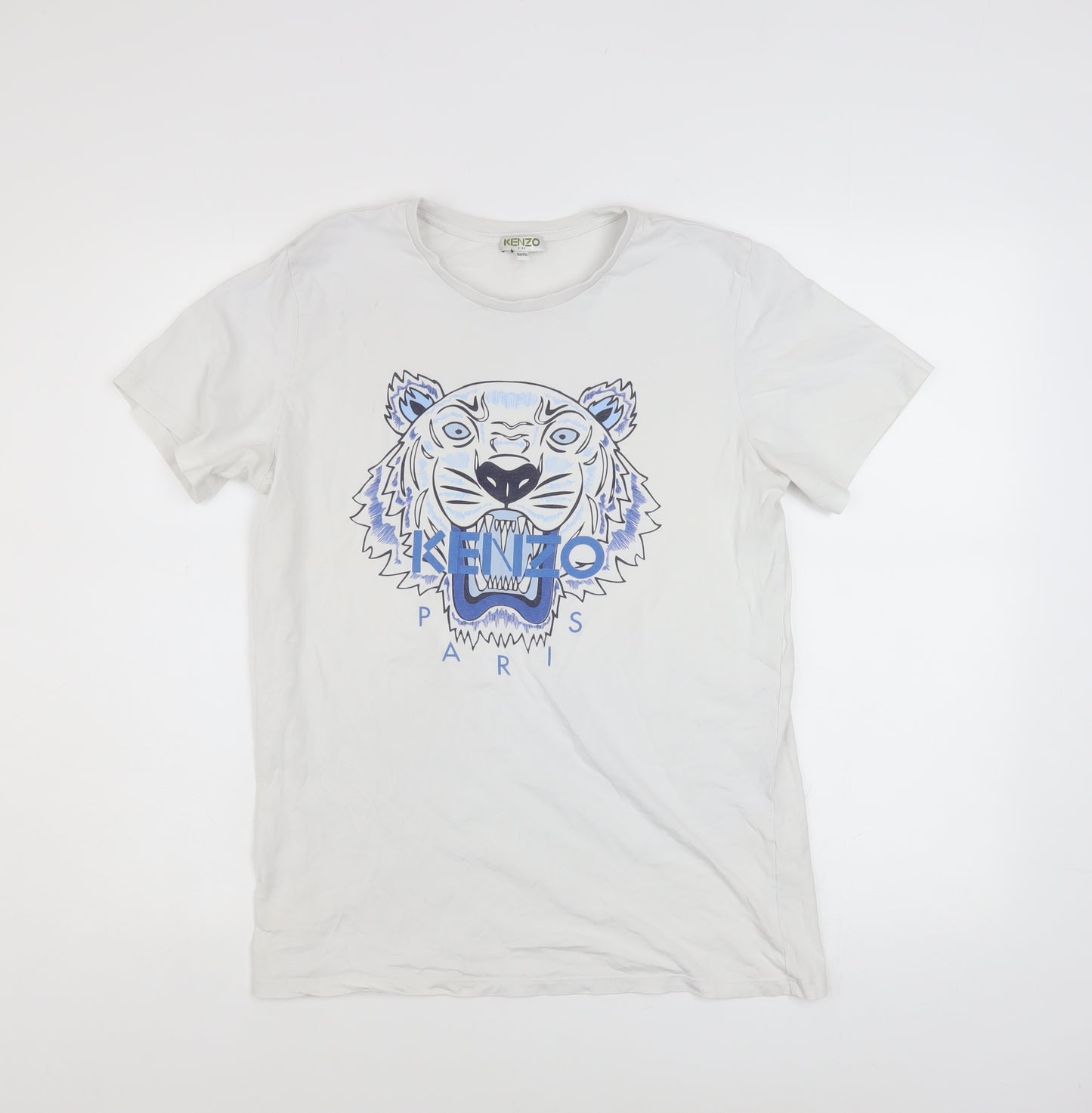 Kenzo Boys White Tiger Logo Graphic Cotton T-Shirt 15-16 Years