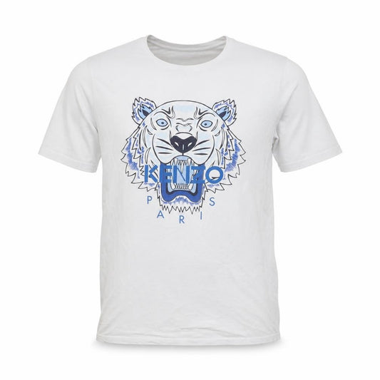 Front view of Kenzo boys’ white tiger logo graphic cotton t-shirt 15-16 years