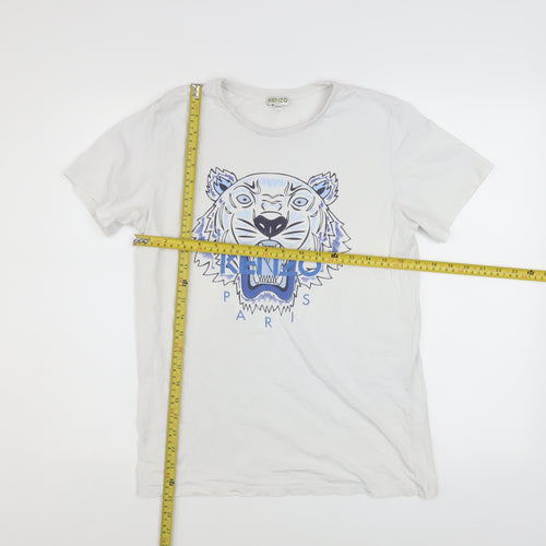 Kenzo Boys White Tiger Logo Graphic Cotton T-Shirt 15-16 Years