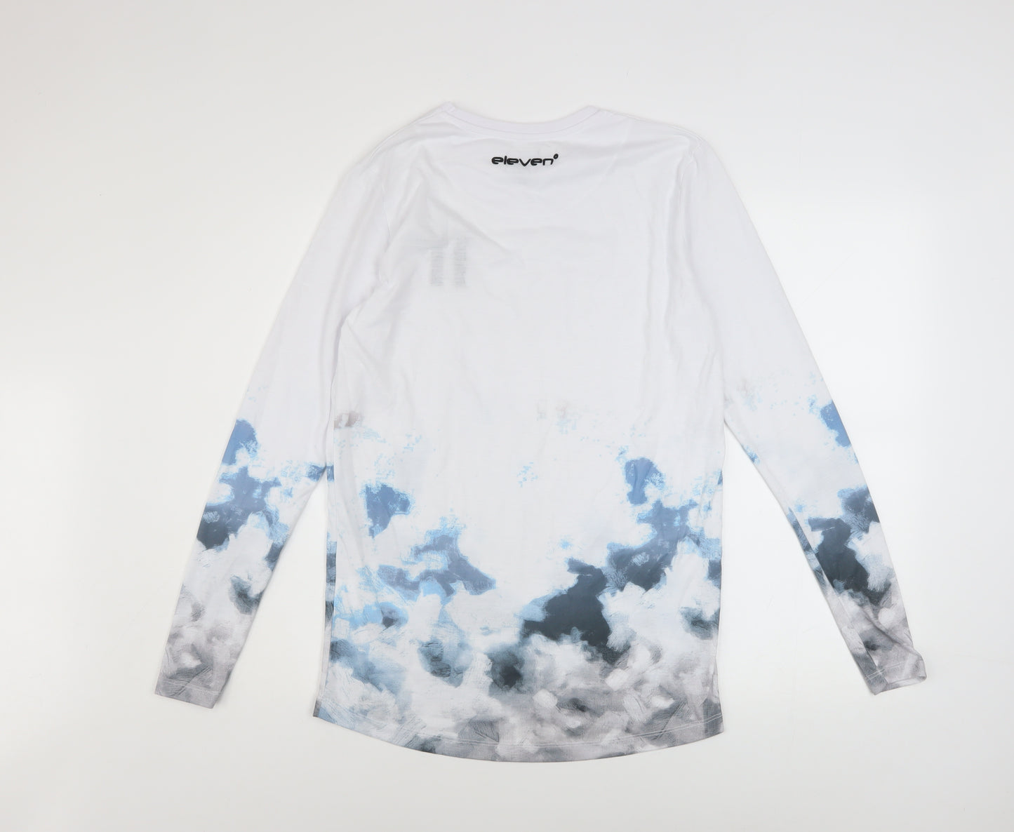 11 Degrees Men's White Blue Long Sleeve Polyester T-Shirt S
