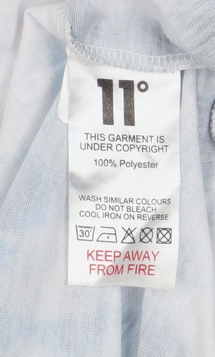 11 Degrees Men's White Blue Long Sleeve Polyester T-Shirt S