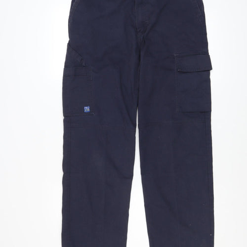 Projob Men's Blue Cargo Work Trousers M Regular Straight Fit