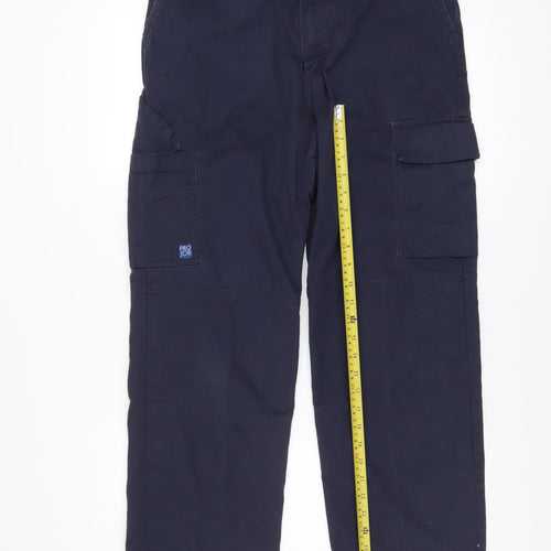 Projob Men's Blue Cargo Work Trousers M Regular Straight Fit