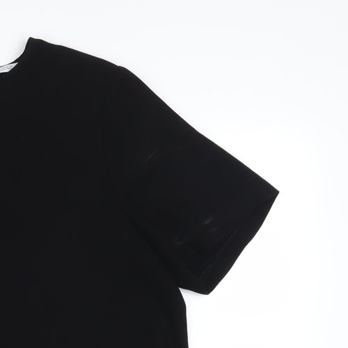Zara Women Black Pleated Hem Short Sleeve Blouse Size 18