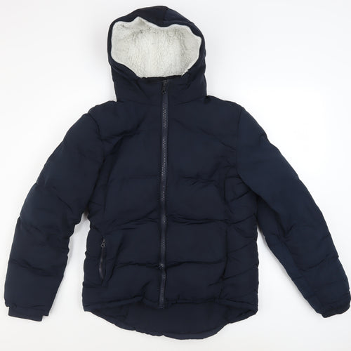 SoulCal & Co Women's Blue Hooded Puffer Jacket UK 10 Winter Coat