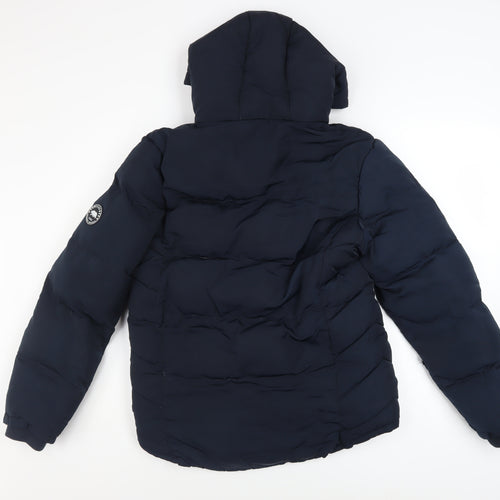 SoulCal & Co Women's Blue Hooded Puffer Jacket UK 10 Winter Coat