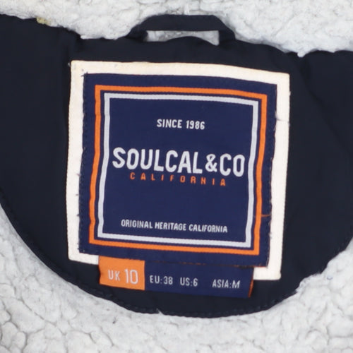 SoulCal & Co Women's Blue Hooded Puffer Jacket UK 10 Winter Coat