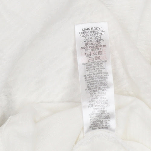 Dunnes Stores Women's White Embroidered Cotton Sleeveless Tunic Blouse Size 14