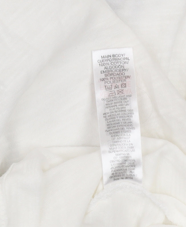 Dunnes Stores Women's White Embroidered Cotton Sleeveless Tunic Blouse Size 14