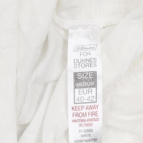 Dunnes Stores Women's White Embroidered Cotton Sleeveless Tunic Blouse Size 14