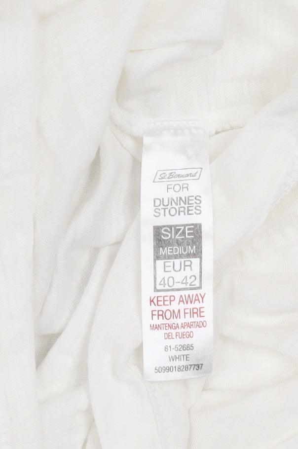 Dunnes Stores Women's White Embroidered Cotton Sleeveless Tunic Blouse Size 14