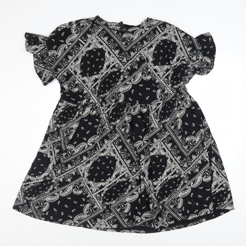New Look Women's Black Paisley A-Line Cotton Dress Size 14