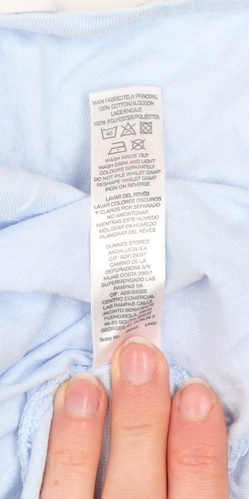 Savida Women's Blue Ruffle Sleeve Cotton T-Shirt Size 14