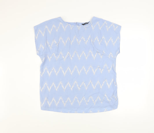 St. Bernard for Dunnes Stores Women’s Blue Geometric Short Sleeve Blouse Size 12