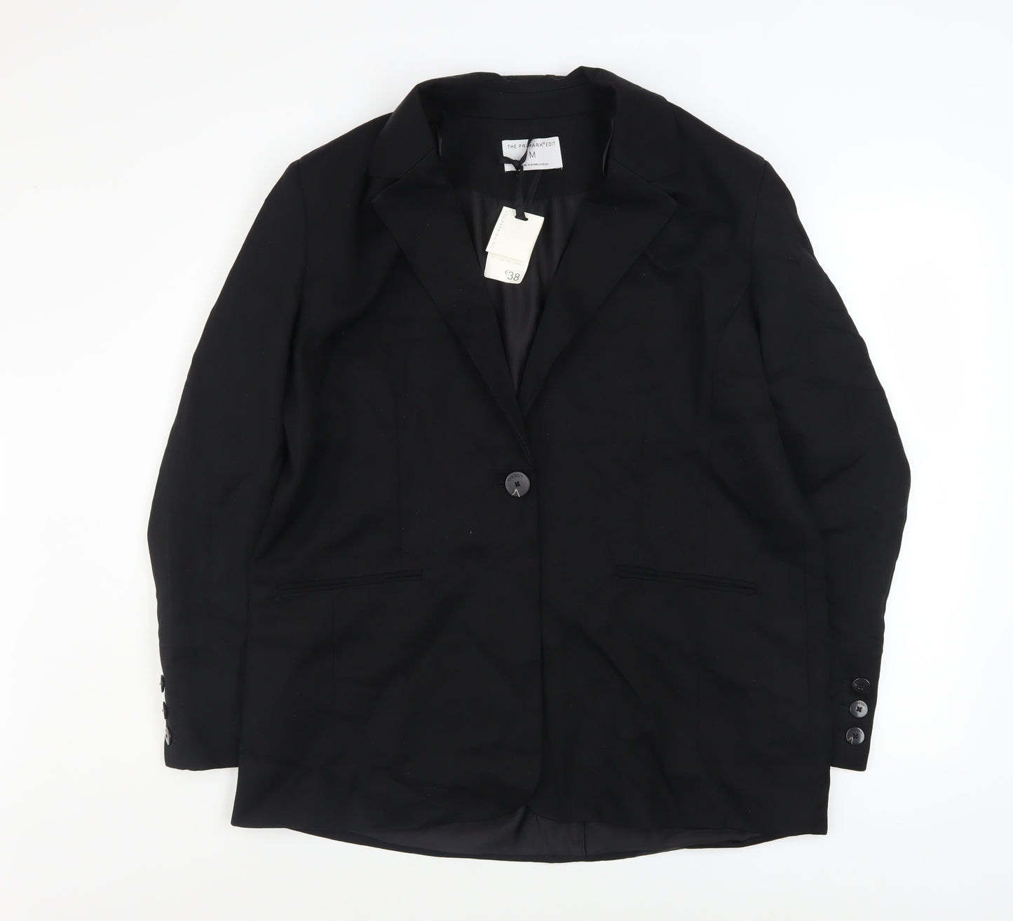 The Primark Edit Women Black Single-Breasted Blazer Size M EU 38