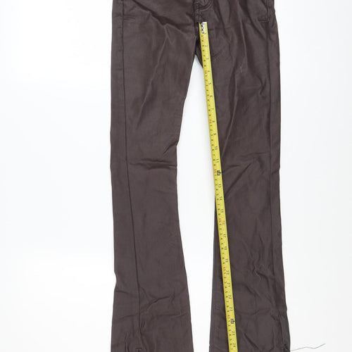 PrettyLittleThing Womens Brown Faux Leather Flared Trousers UK 4 Slim Fit