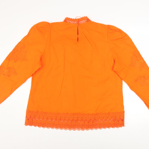 Savida Women's Orange Lace High Neck Tunic Blouse Size 16