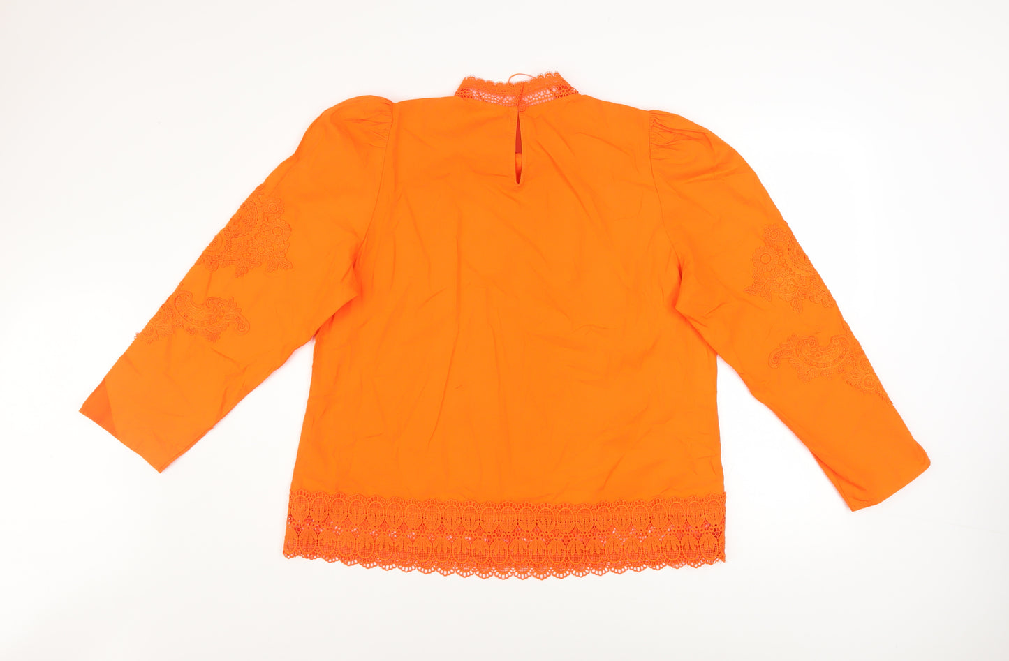 Savida Women's Orange Lace High Neck Tunic Blouse Size 16