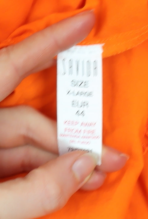 Savida Women's Orange Lace High Neck Tunic Blouse Size 16