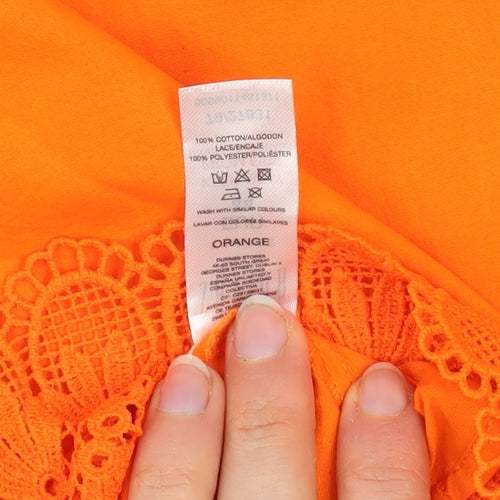 Savida Women's Orange Lace High Neck Tunic Blouse Size 16