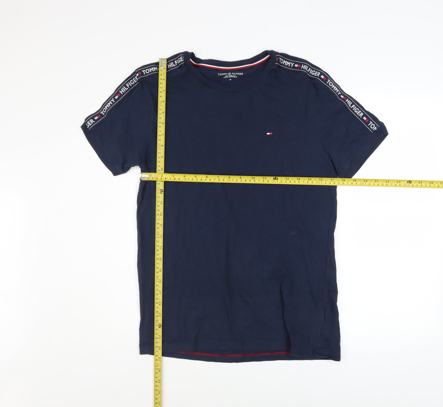 Tommy Hilfiger Men’s Blue Logo Tape Short Sleeve Polo M