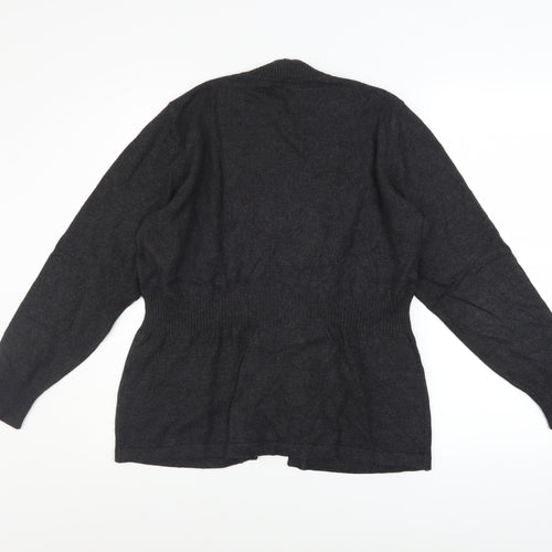 Rabe Womens Black Geometric Belted Cardigan Size 12