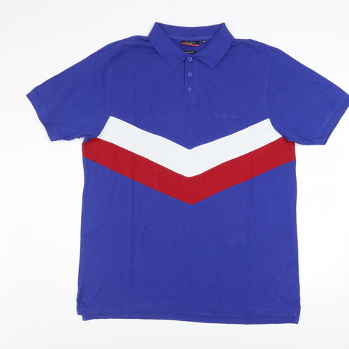 Pierre Cardin Men's Blue Colourblock Polo Shirt 2XL Regular Fit