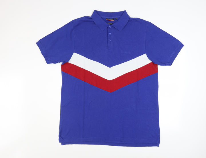 Pierre Cardin Men's Blue Colourblock Polo Shirt 2XL Regular Fit