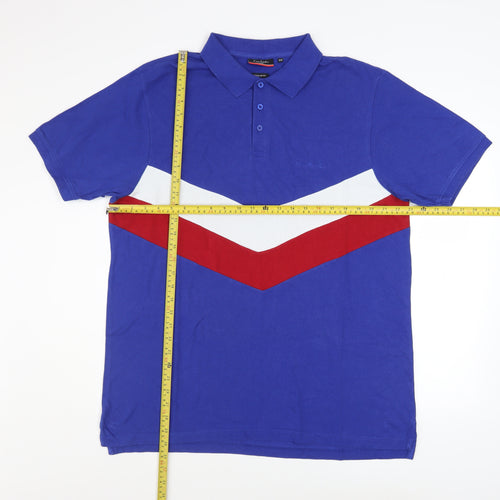 Pierre Cardin Men's Blue Colourblock Polo Shirt 2XL Regular Fit