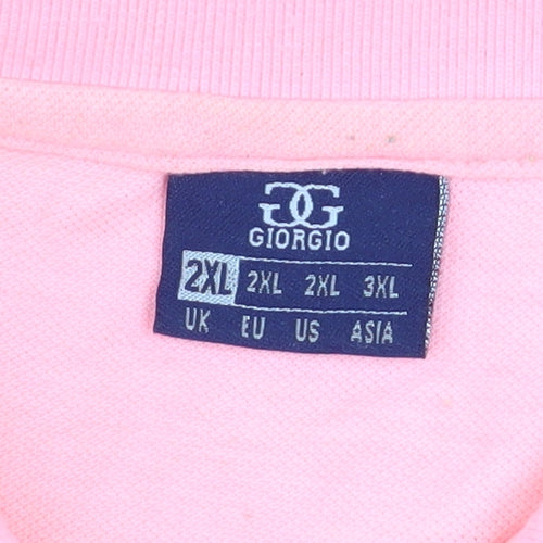 Giorgio Men’s Pink 2XL Cotton Polo Shirt Short Sleeve Casual