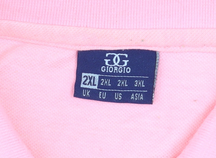 Giorgio Men’s Pink 2XL Cotton Polo Shirt Short Sleeve Casual