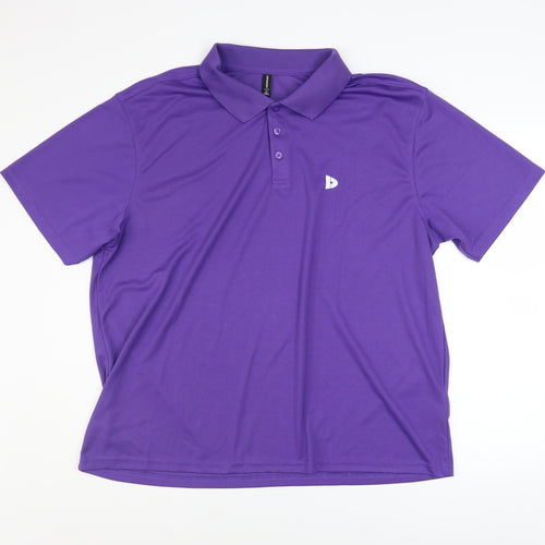 Donnay Mens Purple 2XL Polo Shirt Short Sleeve Moisture Wicking Activewear Top