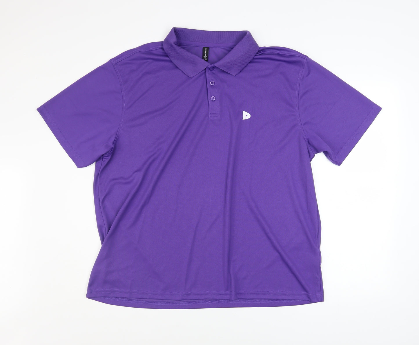 Donnay Mens Purple 2XL Polo Shirt Short Sleeve Moisture Wicking Activewear Top