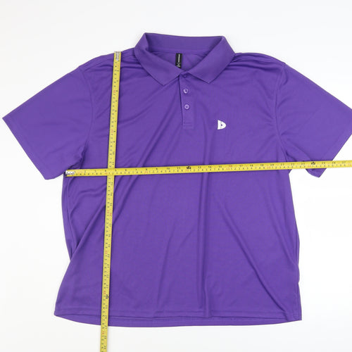 Donnay Mens Purple 2XL Polo Shirt Short Sleeve Moisture Wicking Activewear Top
