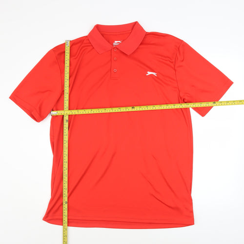 Slazenger Men's Red Polo Shirt L Moisture Wicking Sports Top